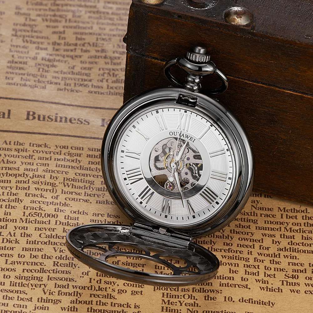 OYW Brand Man Mechanical Pocket Watch Skeleton Pendant Watch Men Male Pocket fob Watch Steampunk Black Steel Case Clock Relogios OYW Brand Man Mechanical Pocket Watch Skeleton Pendant Watch Men Male Pocket fob Watch Steampunk Black Steel Case Clock Relogios