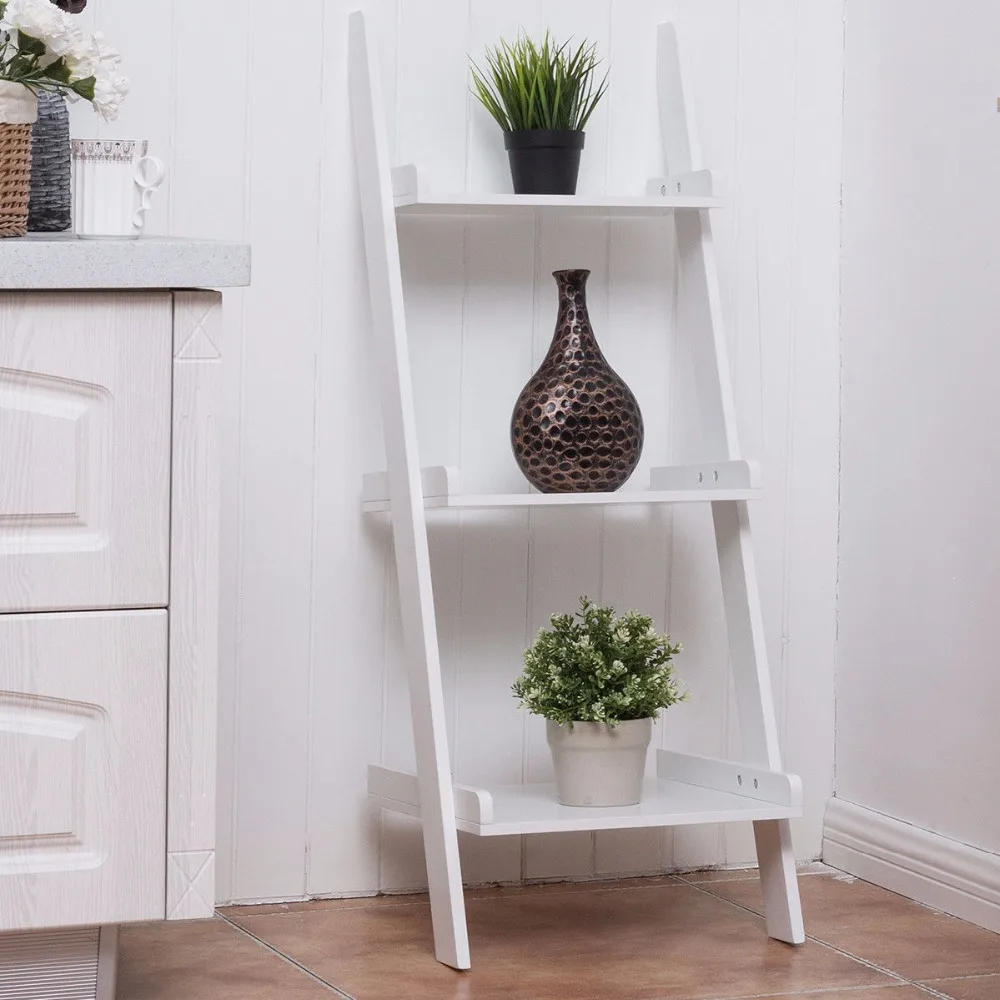 Tier Leaning Wall Ladder Ladder Bookshelf Book Shelf Bookcase