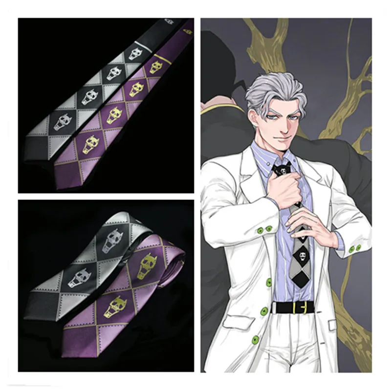 

Anime JoJo's Bizarre Adventure Kira Yoshikage Cosplay Tie KILLER QUEEN Skull Neck Heavens Door Cosplay Costume