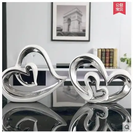  white ceramic creative heart lovers home decor crafts bedroom decoration handicraft porcelain figur - 32800085612