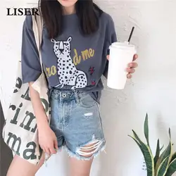 LISER женская футболка с принтом свитшоты 2019 весна лето Повседневная футболка уличная Harajuku футболки