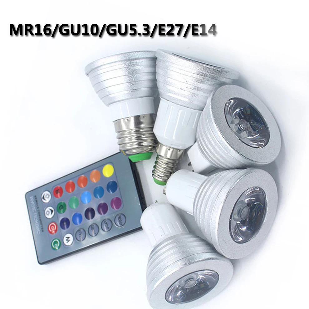 Lowest price 5W LED E27 E14 GU10 RGB Bulb 16Color Spotlight with IR Remote Controller Lamp for Home Party Decoration | Освещение