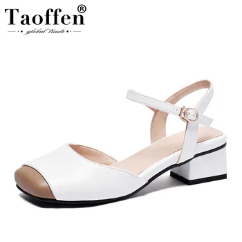 

TAOFFEN Summer High Heels Mixed Colors Sandals Office Ladies Party Spring Summer Buckle Sandals Shoes Women Size 31-43