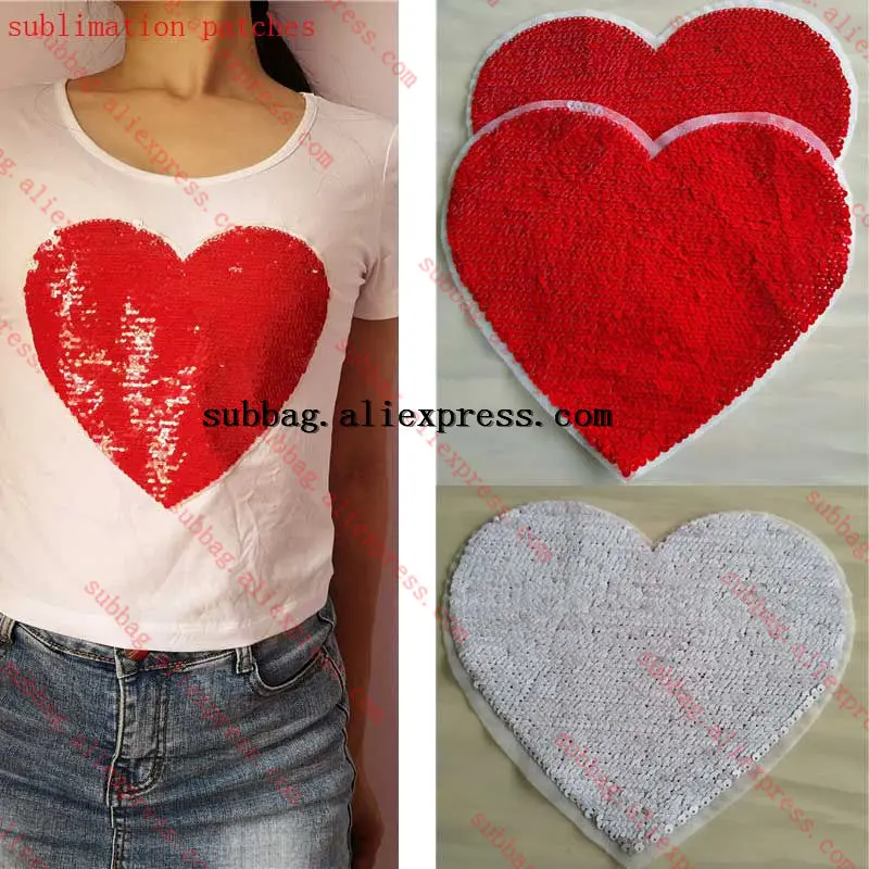 

new sublimation blank Sequins heart shape red consumables without back glue hot transfer printing custom material 15pcs/lot