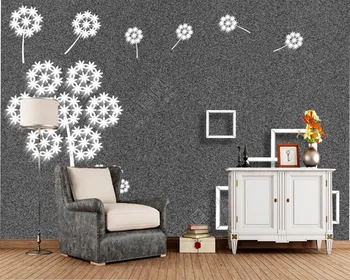 

White dandelion gray background 3d wallpaper murals Papel de parede for living room bedroom sofa TV backdrop kitchen cafe bar