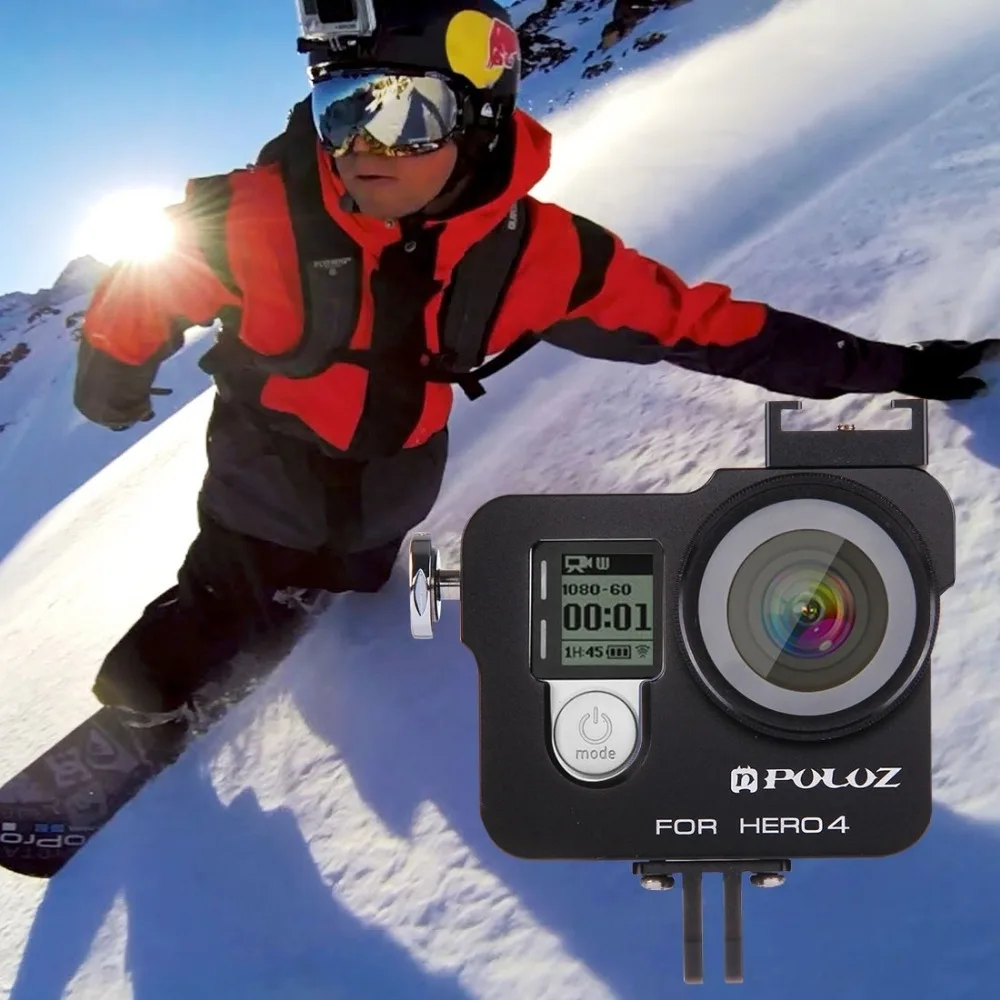 PULUZ для GoPro аксессуары Корпус оболочки Алюминий сплав Защитная клетка с рамкой и УФ-фильтр для объектива Кепки для GoPro HERO4 GoPro HERO 4