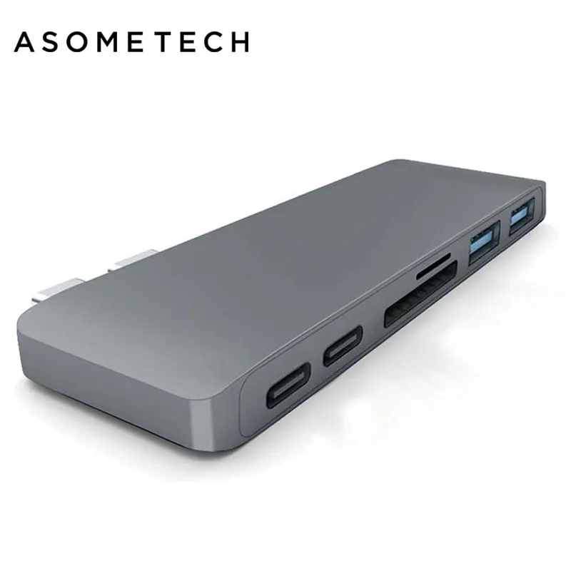 

6-in-1 USB Type-C Hub to Card Reader USB C Hub 3.0 Adapter Combo+SD/TF Slot For MacBook Pro 13/15'' 2016 2017 Power Delivery HUB