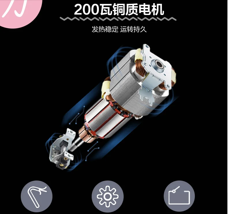Bear Portable Multi Stainless Steel Electric Meat Grinders 1.2L 200W Thickened Glass Copper Engine Blenders Mixers Meat Cutter