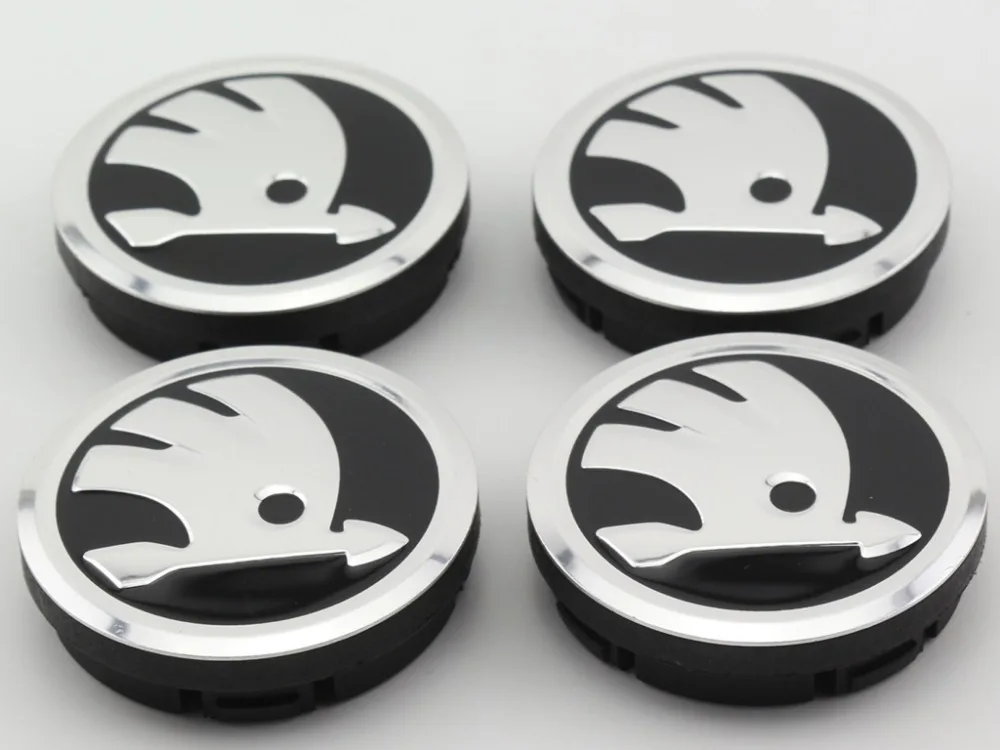4x Original Parts Skoda Citigo Rapid Octavia Logo Alloy New Hub Cap
