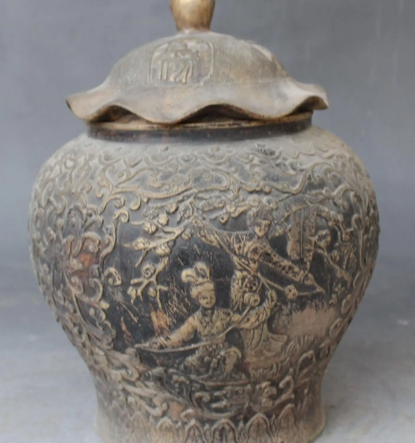 

13" Marked Chinese Old Age Silver Beauty Belle Vase Bottl Jar Pot Sculpture