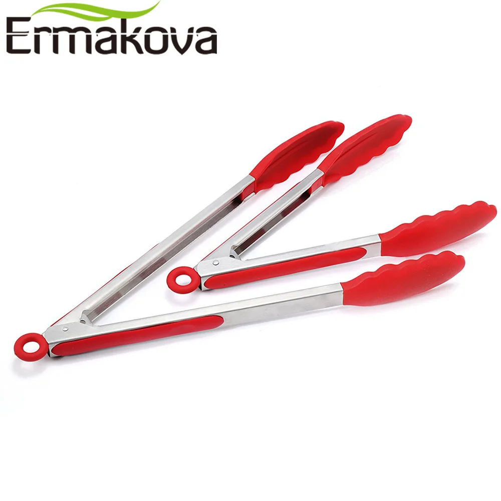 ERMAKOVA 2 шт./компл. 9 дюймовые и 12 красные кухонные щипцы из нержавеющей стали