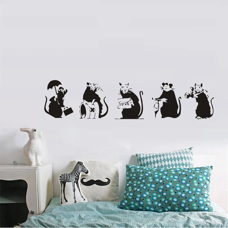 Banksy Five Mouse стикеры Настенные граффити Classic Vinyl Street Wall художественная коллекция