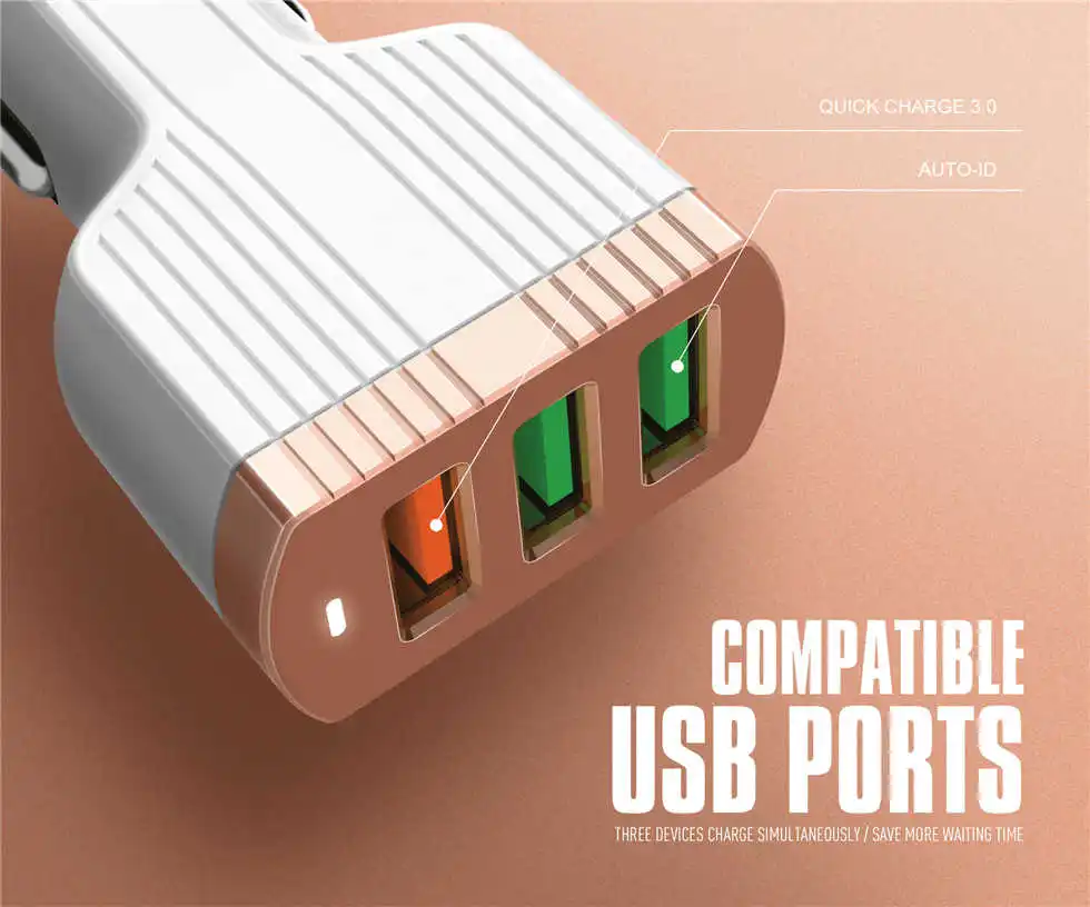 LDNIO 5.1A авто-ID 1 QC3.0 супер быстрый usb порты 2 розетки автомобильное зарядное устройство для смартфона цифровое устройство htc SAMSUNG huawei Apple