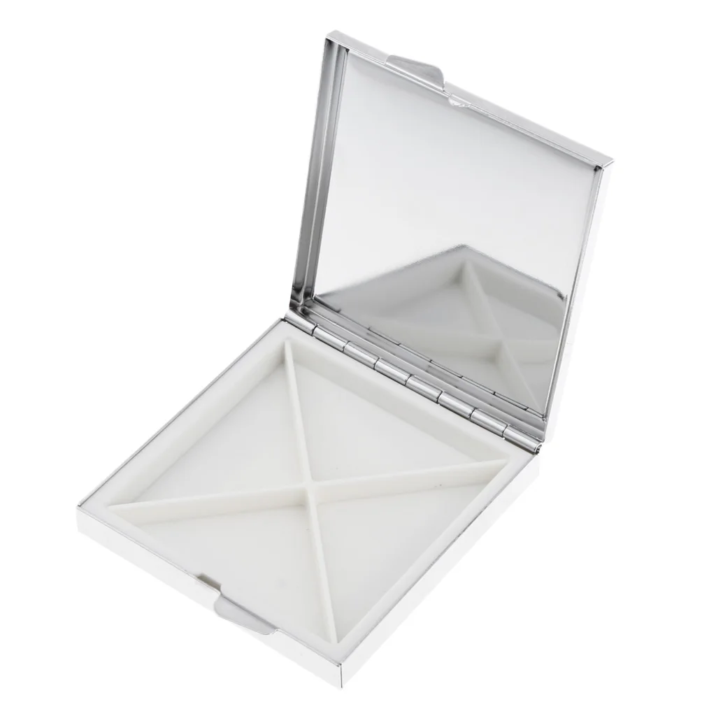 Travel 4 Compartments Dispenser Case Vitamin Storage Container Pill Box Tablet Organizer Pot W/ Makeup Mirror Holder