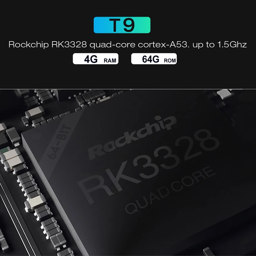 4 ГБ ОЗУ 64 Гб ПЗУ Android 9,0 ТВ приставка T9 RockKchip RK3318 четырехъядерный USB 3,0 4K телеприставка 2,4G/5G двойной wifi смарт медиаплеер