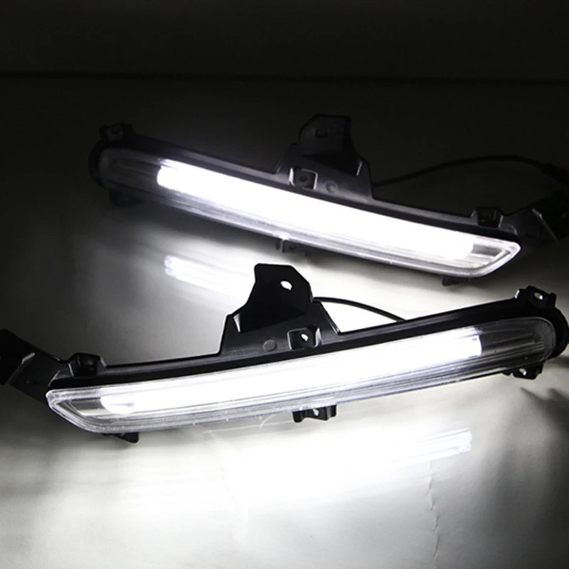 

Car Flashing 2Pcs LED Daytime Running Lights for Kia Rio 2015 2016 K2 drl fog lamp 12V ABS DRL Driving lights with turn signals