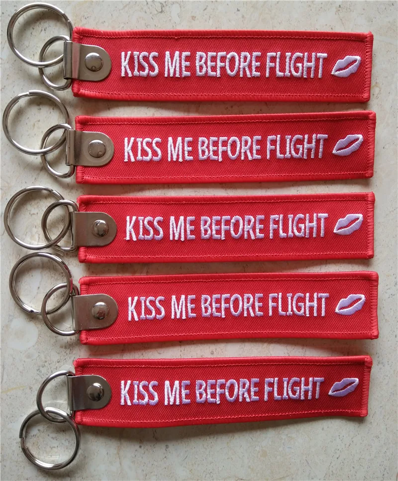 

Kiss Me Before Flight Lip Made By Twill + Metal Ring With Merrow Border Accept Custom