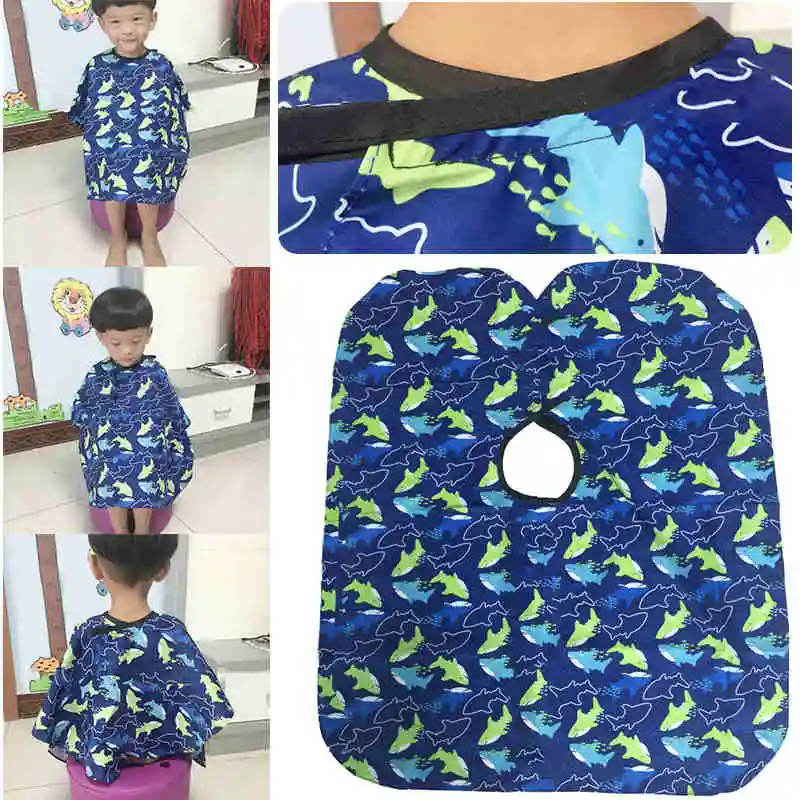 Shelldhard 1pc Children Cartoon Hair Cut Cap Waterproof Hairdresser Dressing Salon Gown Apron Cloak Cloth For Salon