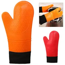 Удобные длинные добавляющие хлопок пищевые силиконовые резиновые перчатки с противоскользящей изоляцией перчатки для дома