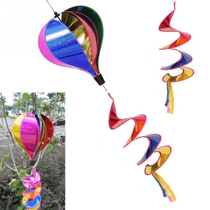 

Hot Air Balloon Wind Spinner Rainbow Sequins Windsock Striped Outdoor Yard Decor
