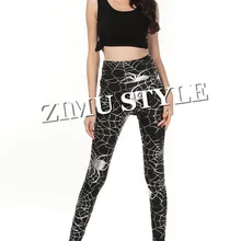 50 шт./партия Federal Express быстро,, европейский и американский стиль, Женские винтажные черные леггинсы с принтом Паутины в стиле панк молочного цвета шелковые леггинсы