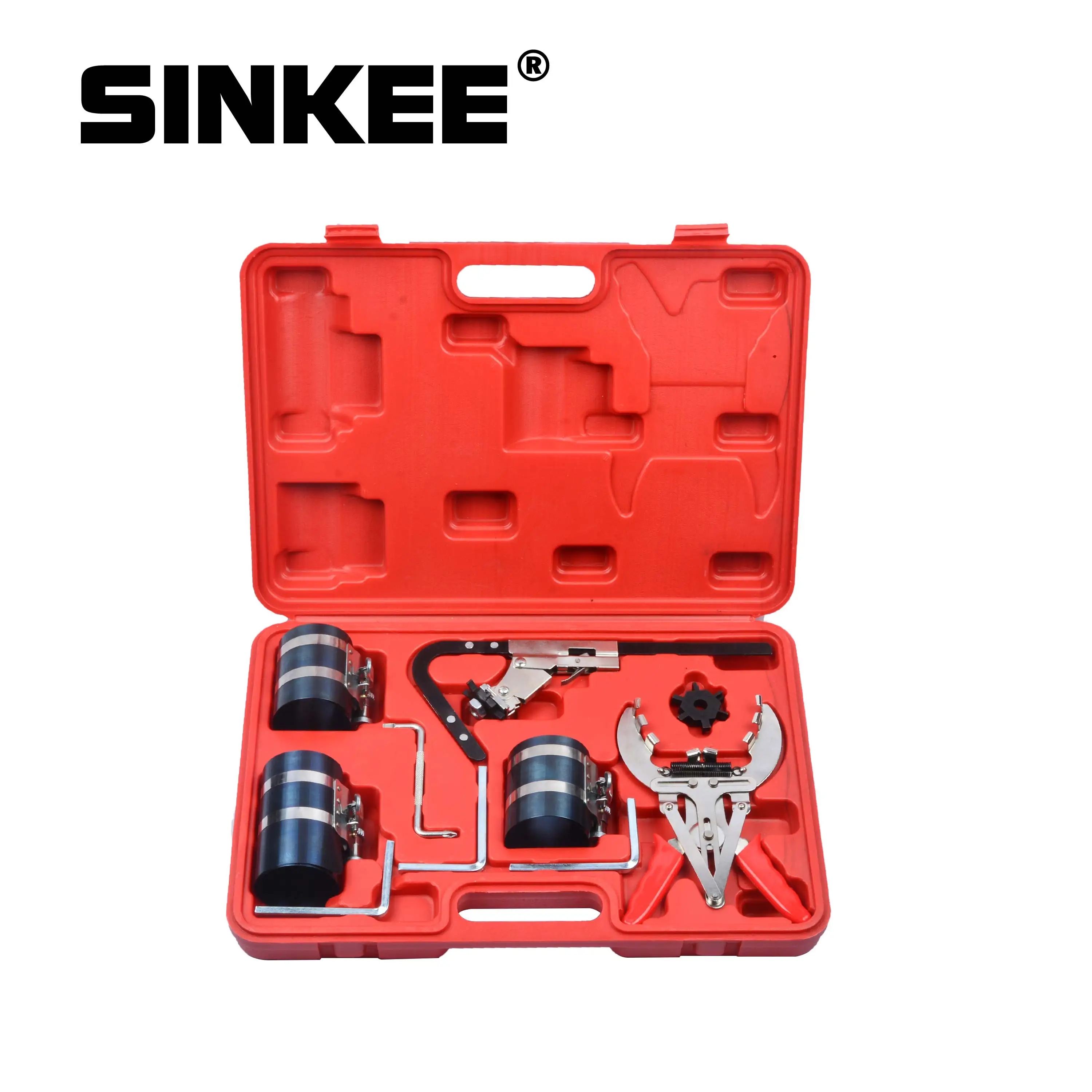 

Piston Ring Compressor Expander Service Repair Engine Ratchet Cleaning Tool Kit SK1544