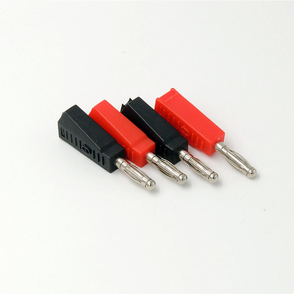 

100 pcs Nickel Plated stackable Banana Plug male Solder FOR Test Probes 4MM BINDING POST Jack Red and Black about 41mm