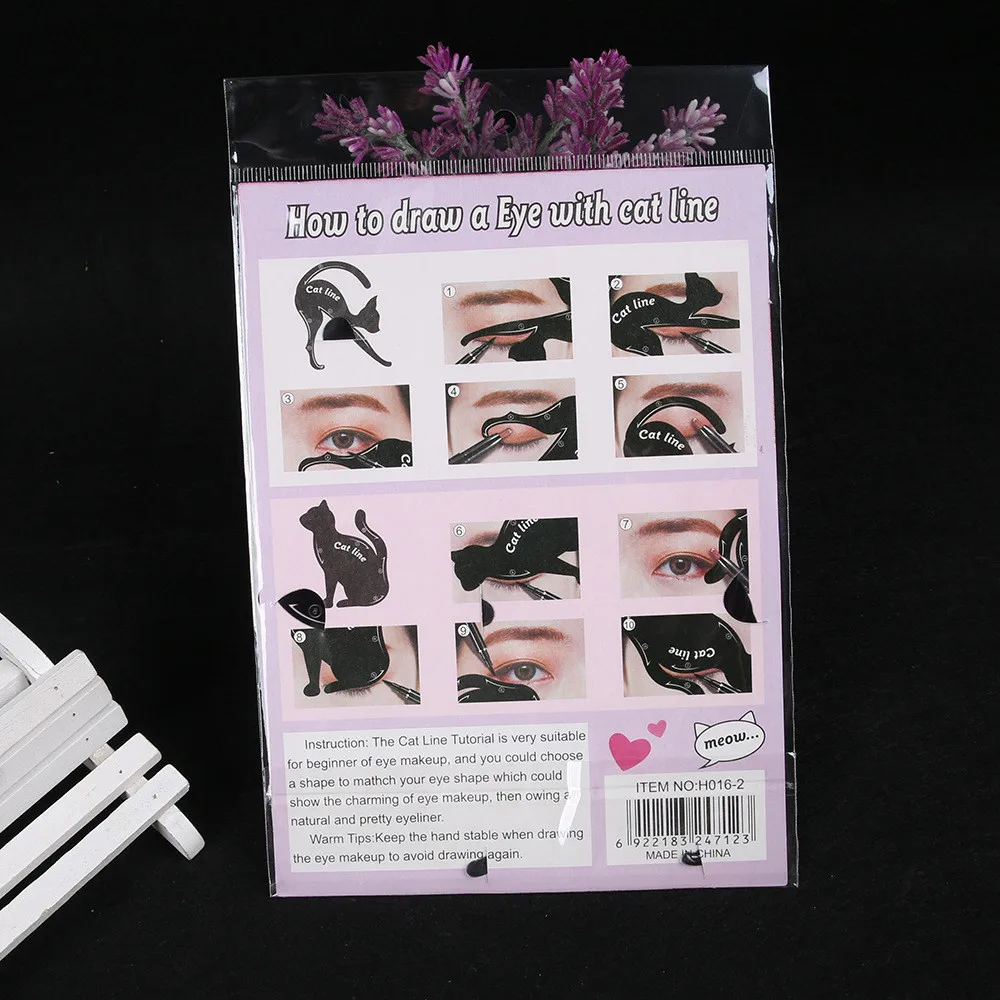 

Beauty Eyebrow mold Stencils 2Pcs Women Cat Line Pro Eye Makeup Tool Eyeliner Stencils Template Shaper Model for women girl