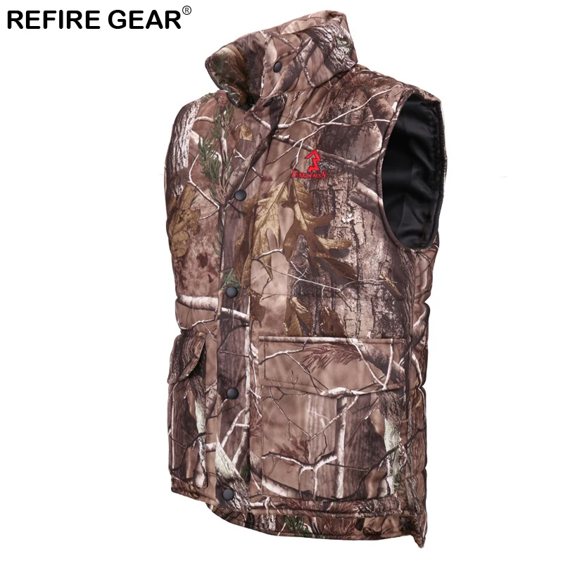 Winter Warm Fishing Camouflage Vest Men Thermal Cotton Padded Forest