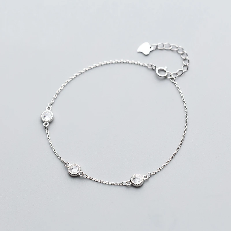 

MloveAcc Genuine 100% 925 Sterling Silver Clear CZ Charm Chain Link Bracelets for Women Fine Sterling Silver Earrings