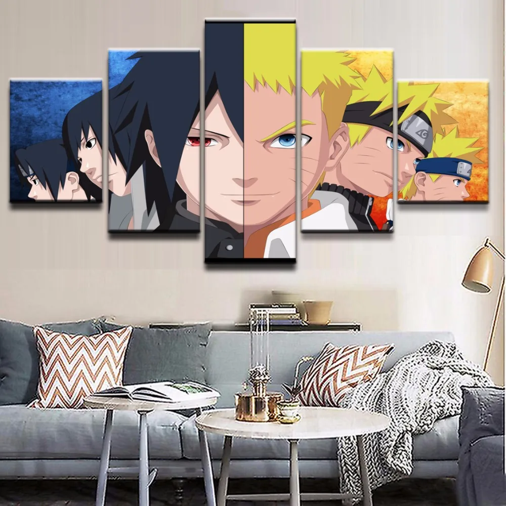 Wall Modular Pictures Double face Photo For Childrens Room 5 Panels Naruto  Role Decorative Frame HD Posters Canvas Painting - AliExpress Home & Garden