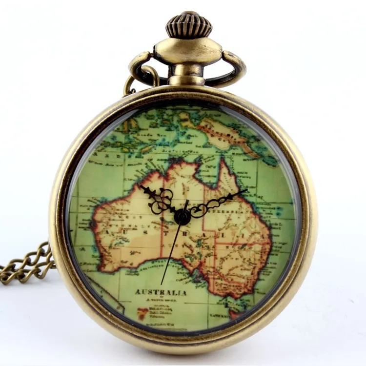 Модные австралийские карта кварцевые карманные часы Цепочки и ожерелья подвеска Мужская 86 подарок P58