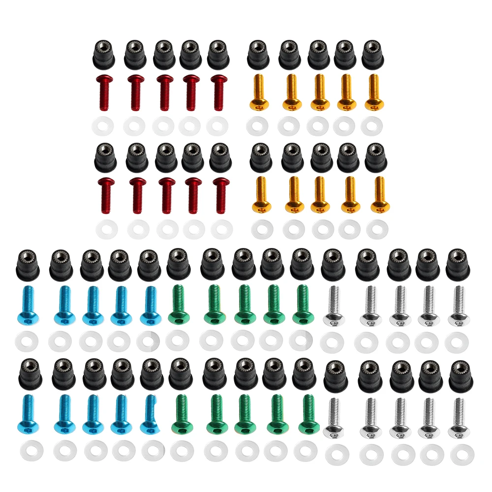

5 Colors 10pcs M5 5mm Windscreen Bolts Rubber Well Nuts Kit Motor Windshield Screw Mounting Bolts For BMW/Honda/Yamaha