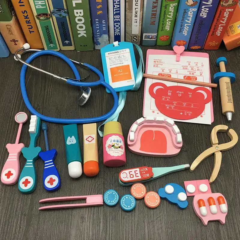JaheerToy, деревянные игрушки для детей, ролевые игры, доктор, медсестра, игра, ролевые игры, доктор, забавные подарки, Набор доктора для детей - Цвет: 23PCS doctor tools