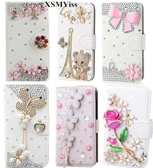 

XSMYiss Handmade Bling Diamond Rhinestone PU Leather Filp Cover Wallet Case For Samsung S5 S6 S6edge S7 S7edge S8 Plus Note5