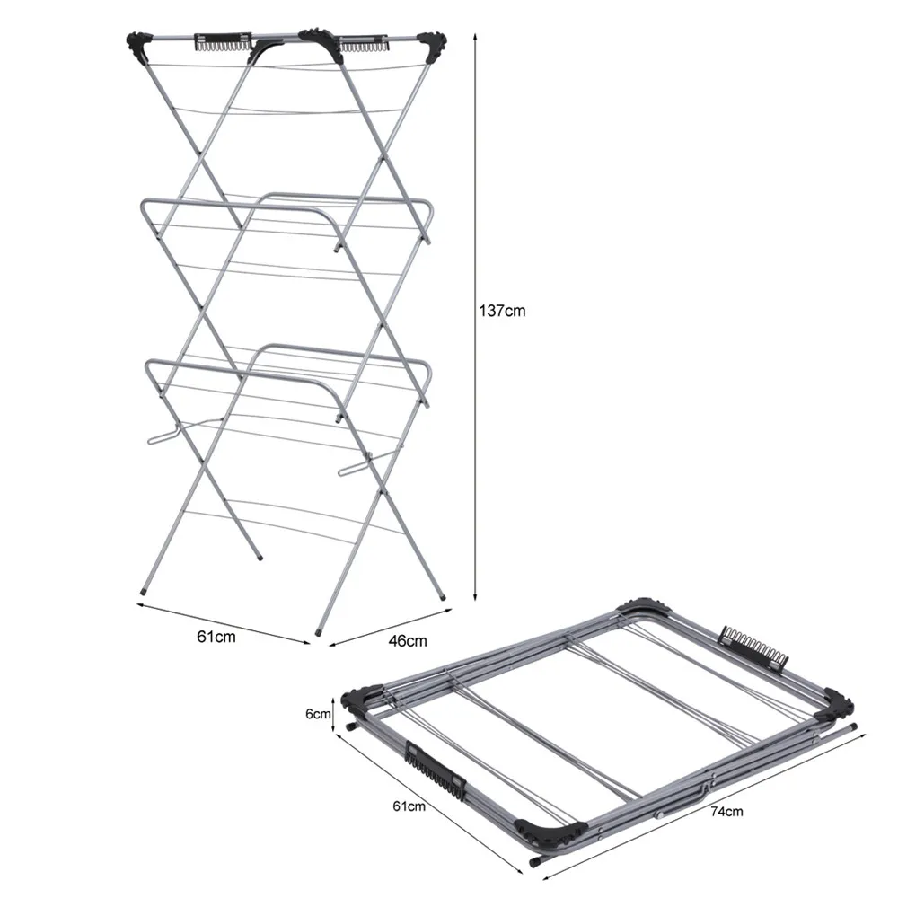 Трехуровневая Складная Сушилка Finether для одежды дома и улицы серый|clothes airer|indoor