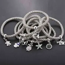 8 видов стилей, серебряный,, кристалл, циркон, дерево жизни, Сова, кукуруза, браслет-цепочка, растягивающийся браслет, Дамская мода, ювелирное изделие