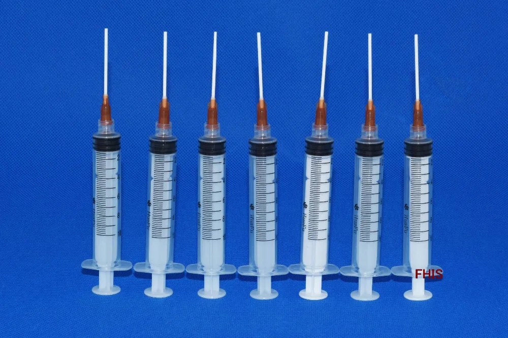 10 sets Syringes 10ml +15G 1.5" PP Flexible Tips, compatible with EFD