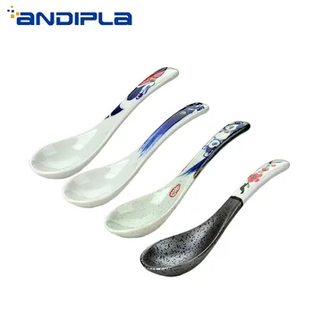 

2pcs/Lot Chinese Style Ceramic Soup Spoon Hand Painted Vintage Pattern Tableware Accessories Home Rice Scoops Dinnerware Gifts