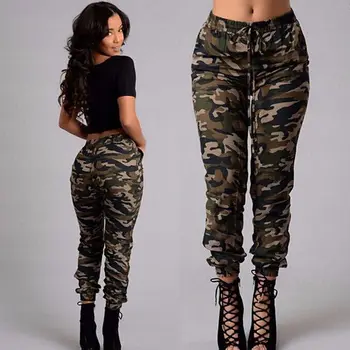 

Women's Camouflage Pants Pencil Trousers 2018 Autumn Fall Stretch Pants For Women Slim Ladies Trousers Female