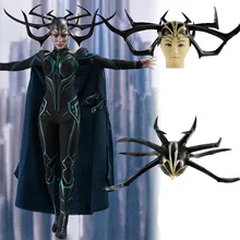 Thor Ragnarok Hela маска для косплея ведьмы демон шлем из ПВХ Хэллоуин шар для макияжа одежда и бутафорские аксессуары шлем