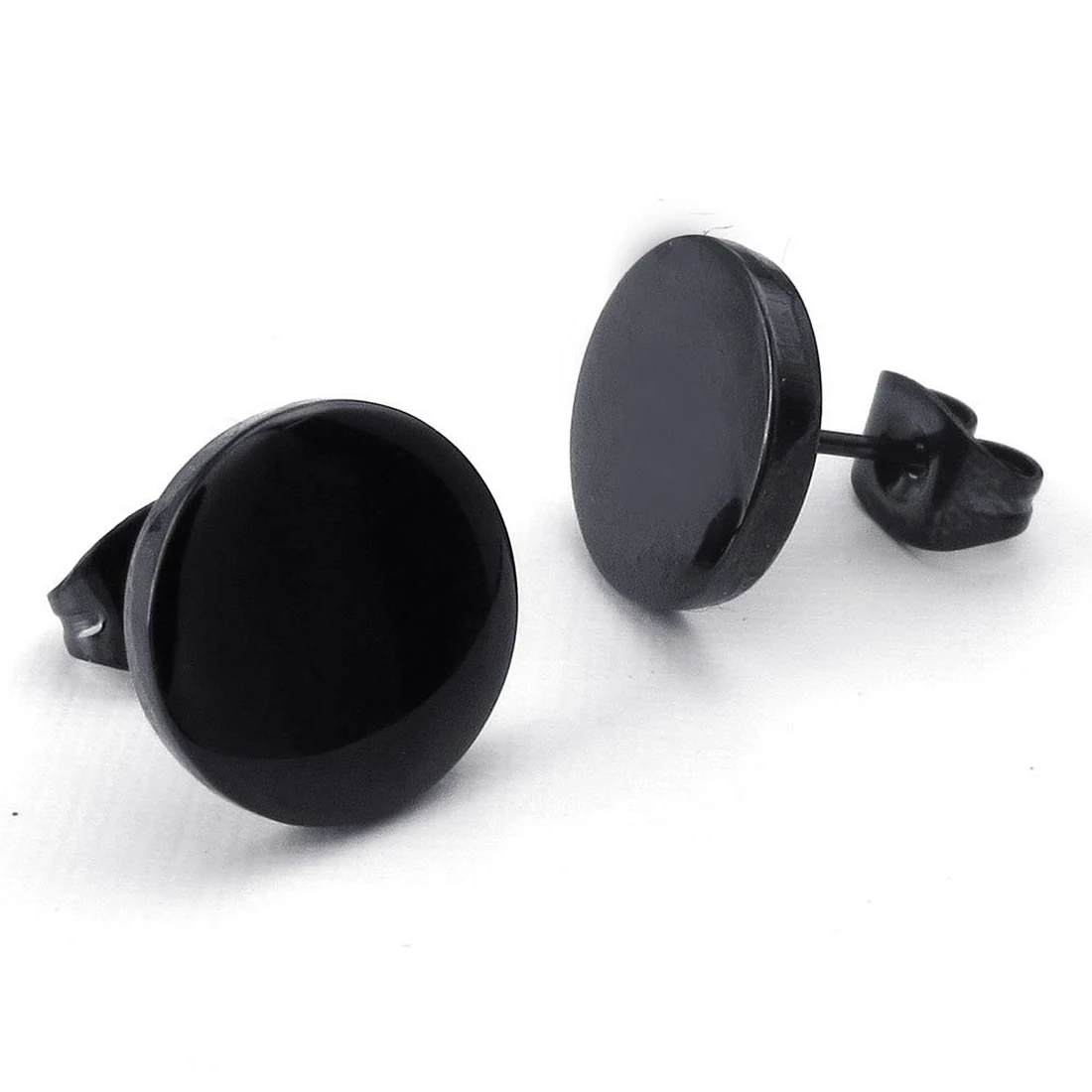 Jewelry Men's Earrings, 12mm Circle Ear Studs, 2pcs (1 Pair), Stainless