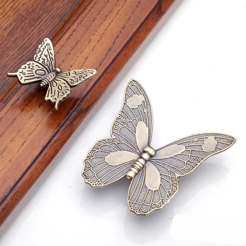 European style butterfly design handles for furniture door knob vintage