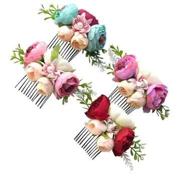 

Fashion Big Flower Pearl Children Hair Clips Artificial Flower Leaves Floral Hair Accessories Photography Children's Gift