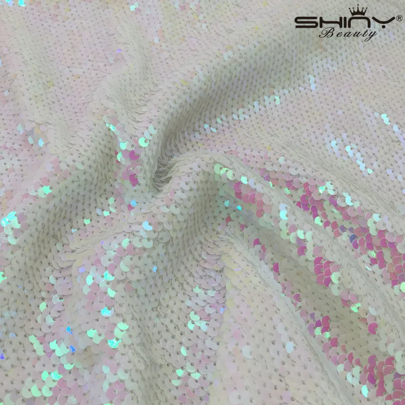 ShinyBeauty Русалка Ткань 125x180 см измененный белый цвет Реверсивный блесток скатерть