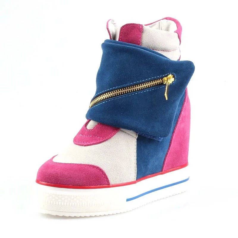 women shoes 2016 genuine leather hidden ladies wedge high heels sneakers platform wedge thick bottom high top mixed colors boots women shoes 2016 genuine leather hidden ladies wedge high heels sneakers platform wedge thick bottom high top mixed colors boots