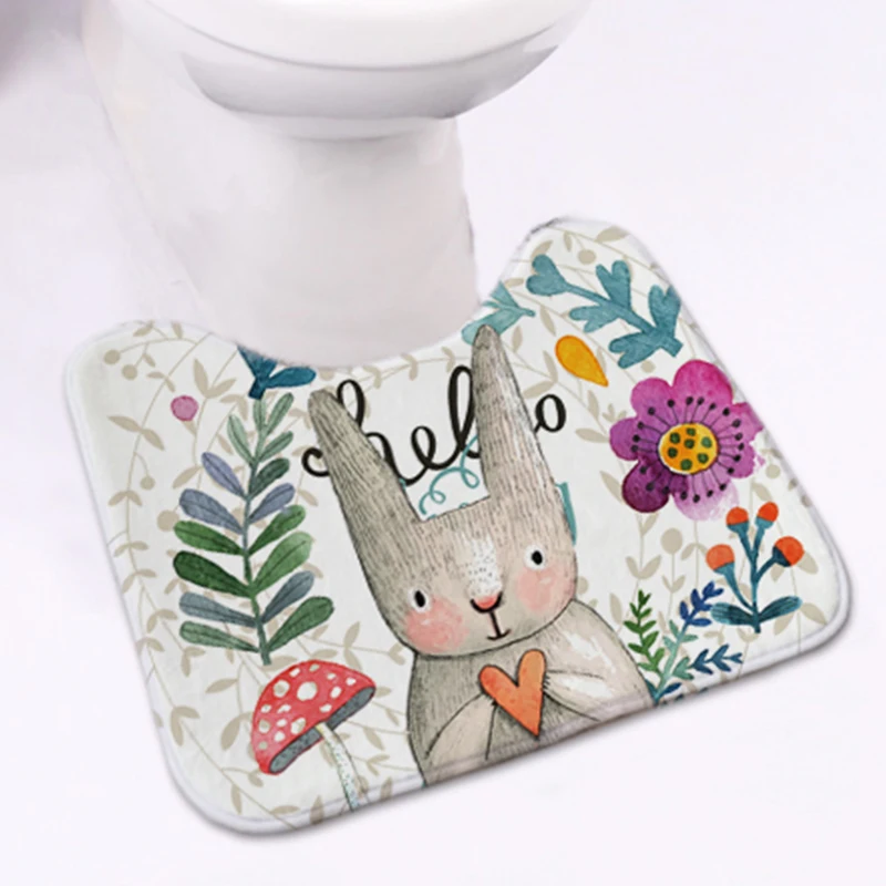 Günstige 2 teile satz Cartoon Kaninchen Bad Teppich Set, Komfortable Mat Wc, Billige Bad Teppiche, bad Matten und Wc, Tapis Salle de Bain