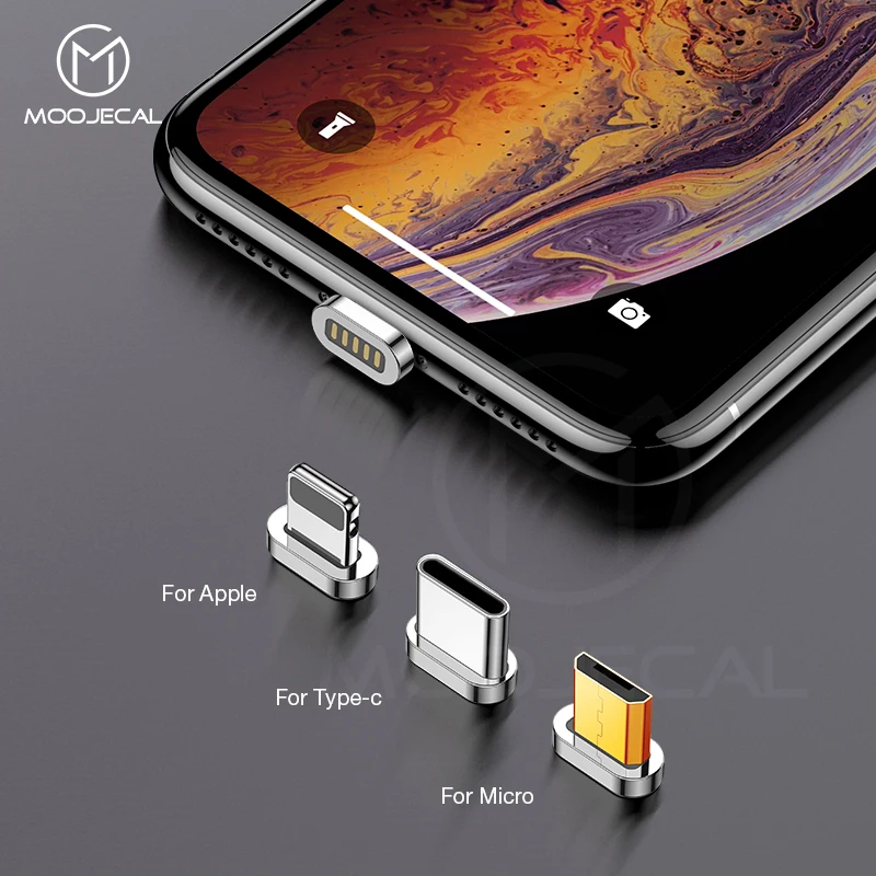 MOOJECAL светодиодный магнитный USB кабель для iPhone Xs Max 8 7 6 и usb type-C кабель Micro USB кабель для зарядки samsung Xiaomi huawei