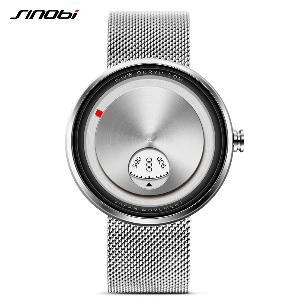 SINOBI мужской креативный Миланский ремешок кварцевые наручные часы Relogio Masculino montre homme marque de Роскошные мужские часы - Цвет: silverG01