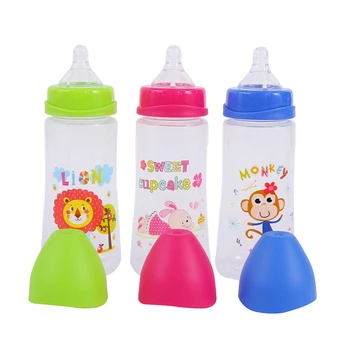 

300ML Baby Cup Cartoon Milk Wide Mouth Bottle Juice Bottle Baby Milk Bottle Safety Silicone Baby Bottle Supplement Rice Paste